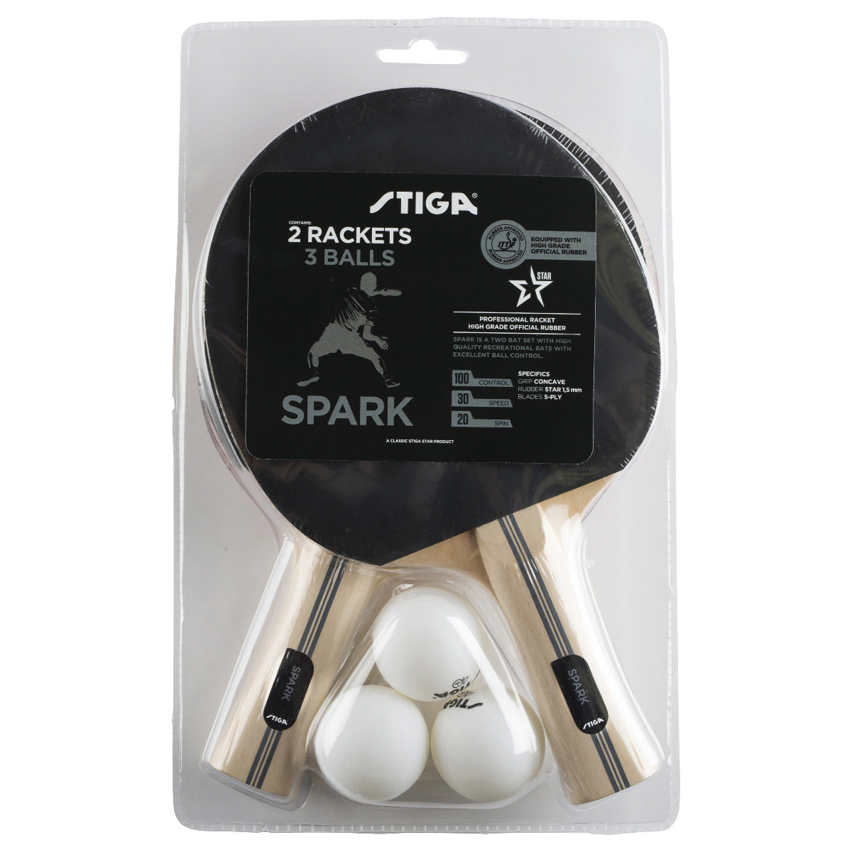Stiga Spark - set 2 racchette e 3 palline (Hobby Line)