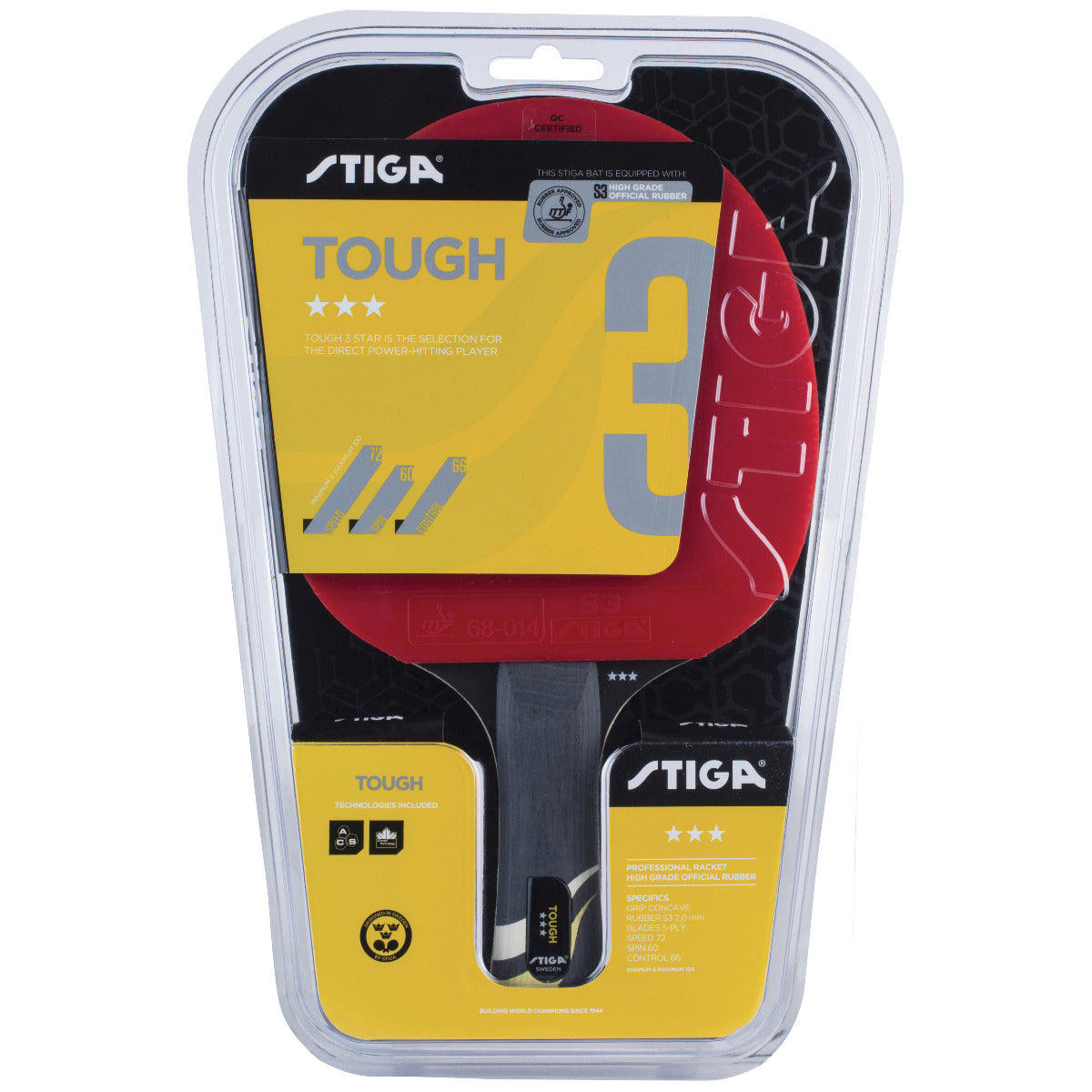 Stiga Racchetta da Ping Pong Tough ACS (3 stella)