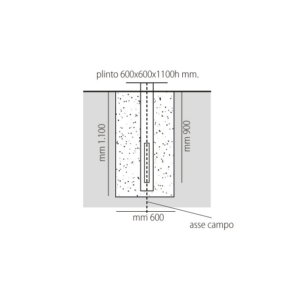 Schiavi Impianto basket park zincato singolo da interrare - art. 2433