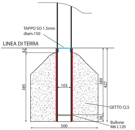 Schiavi Impianto volley monotubo zincato - Art. 2706