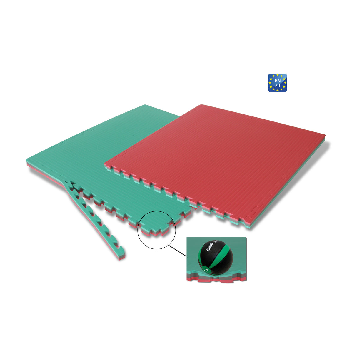 Schiavi Tatami Judo Flex bicolore rosso/verde in EVA cm 100x100x4 - art. 3731F
