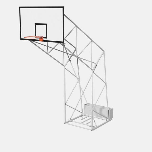 Vivisport Impianto basket a traliccio in acciaio zincato, smontato, trasportabile con tabellone in resina melaminica montato su telaio rinforzato - ART. 4257
