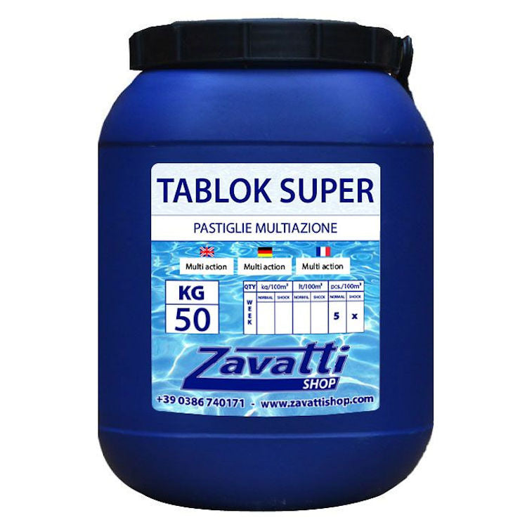 50 Kg Tablok Super - Pastiglie Multifunzione Tricloro per Piscina