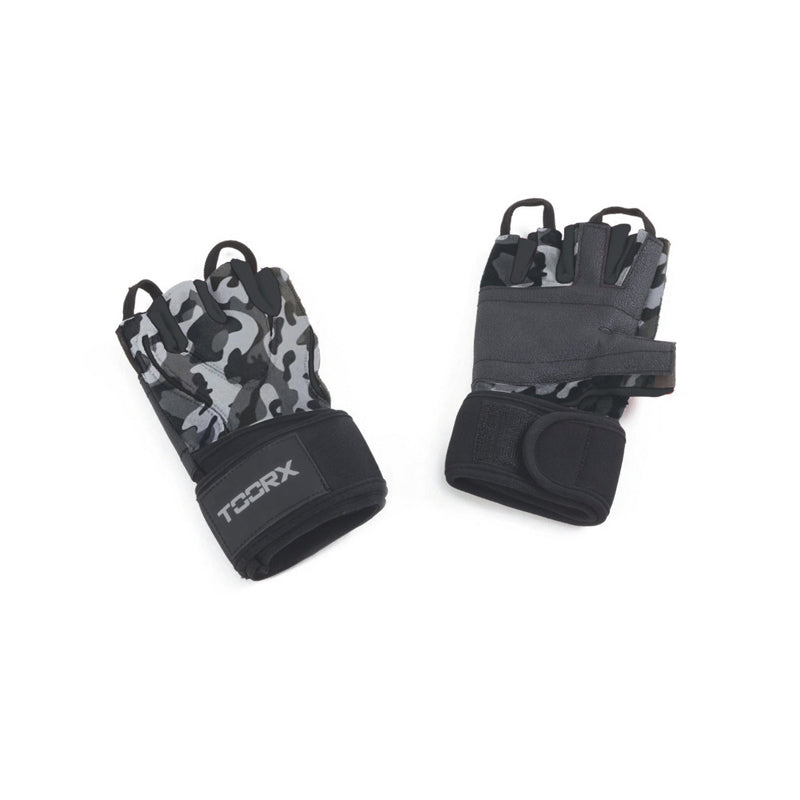 Toorx Pro Gloves in neoprene, Lycra and suede leather (black/arctic camouflage)