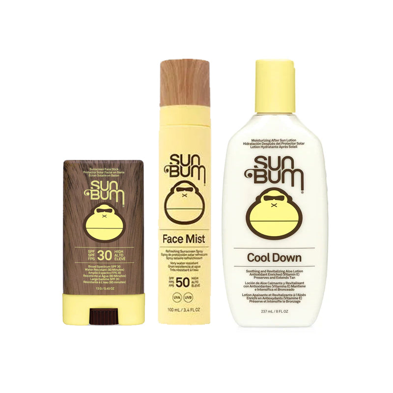 Sun Bum SPF 50 Face Mist + After Sun Cool Down Lotion + SPF 30 Face Stick
