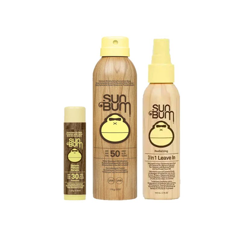 Sun Bum 3 In 1 Leave In Conditioner + SPF30 Lip Balm Banana + SPF 50 Sunscreen Spray