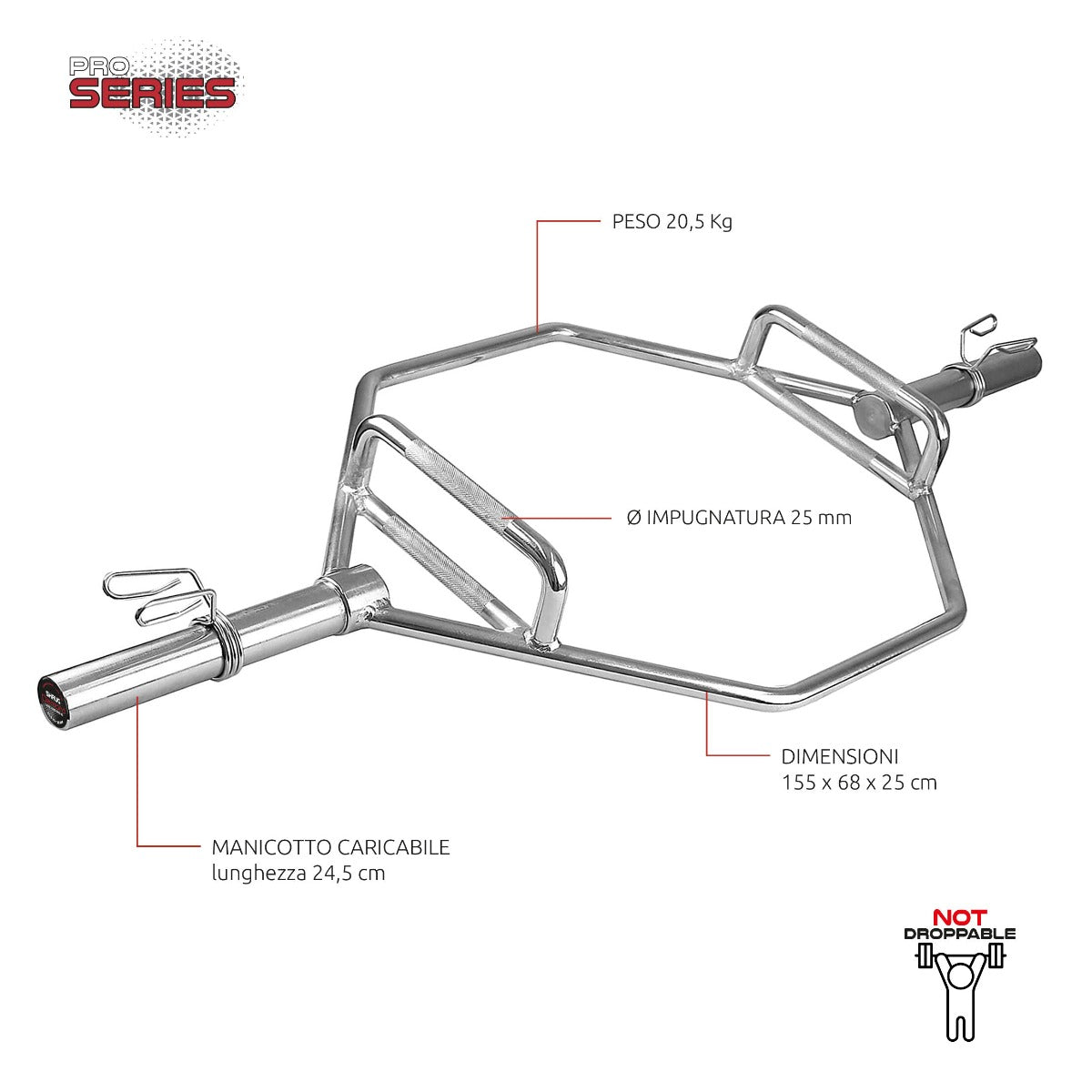 Diamond Olympic Barbell Shrug Bar - BOEDN - Kg 200