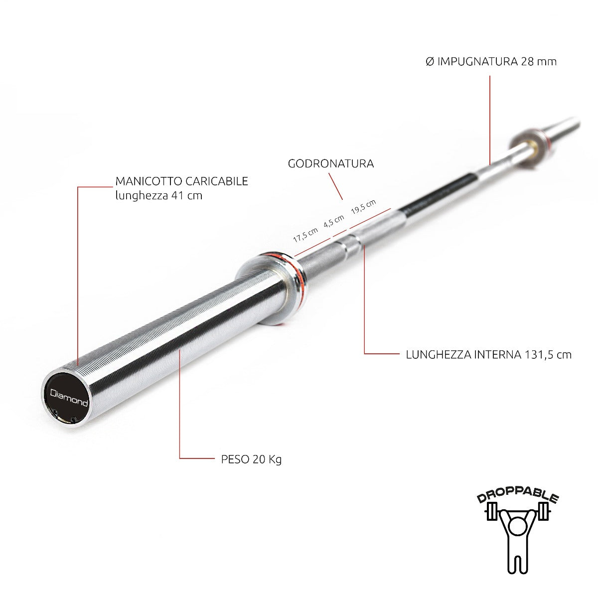 Diamond Bilanciere Olimpico Professionale - Kg 700 - BOPD220