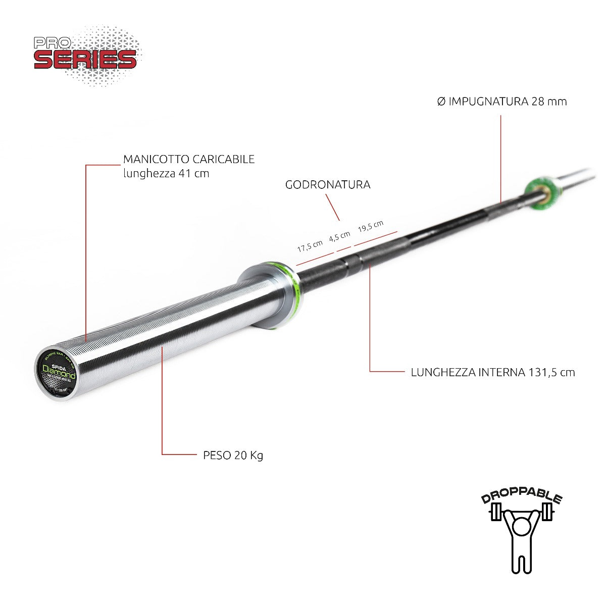 Diamond Bilanciere Olimpico Sfida Kg 450 - BOSD220N