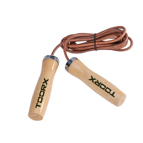 TOORX Corda da salto in pelle manopole in legno AHF-015