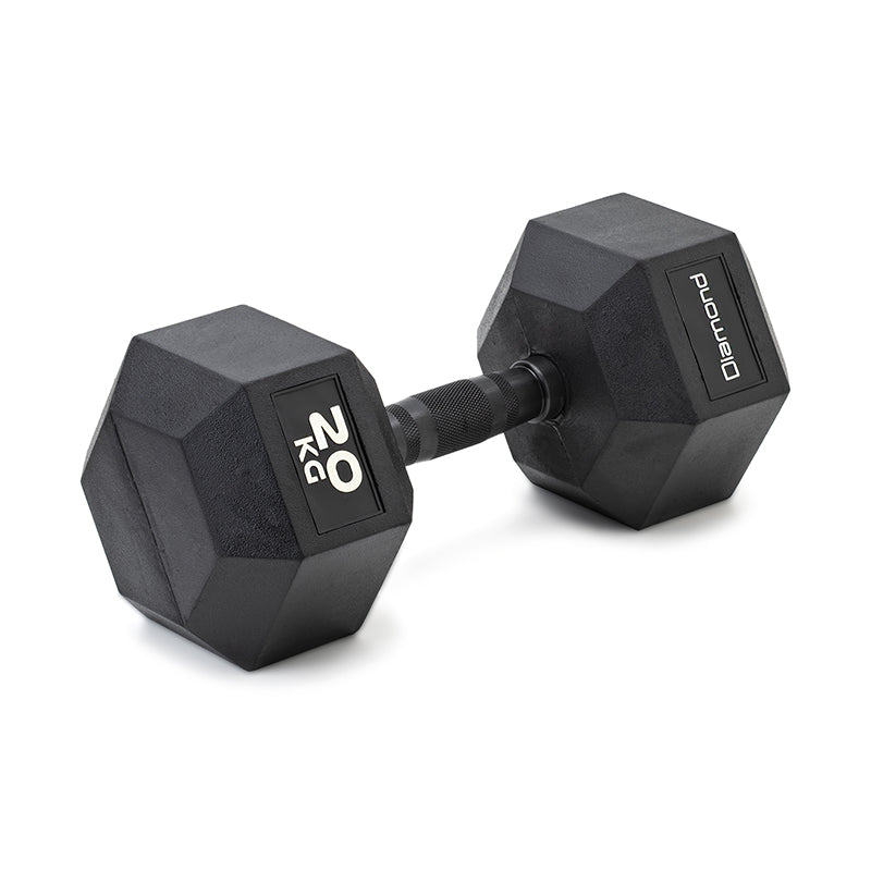 Diamond Set 8 coppie Manubri Gommati Esagonali Neri Black Oxide 2,5-20 Kg - MGED-B2,5-20