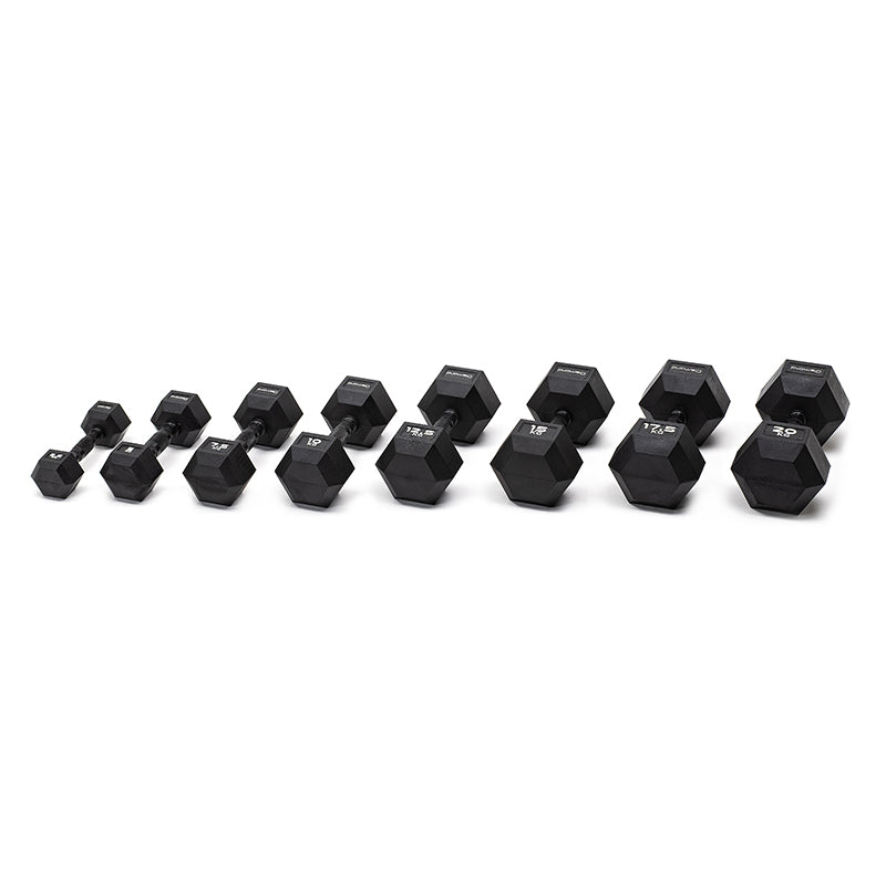 Diamond Set 8 coppie Manubri Gommati Esagonali Neri 2,5-20 Kg - MGED-B2,5-20