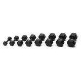 Diamond Set 8 coppie Manubri Gommati Esagonali Neri 2,5-20 Kg - MGED-B2,5-20