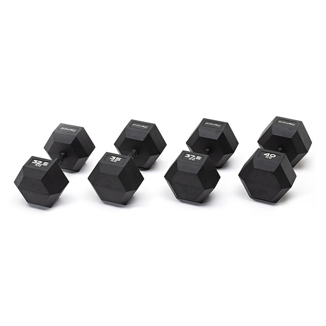 Diamond Set 4 coppie Manubri Gommati Esagonali Neri 32,5-40 Kg- MGED-B32,5-40
