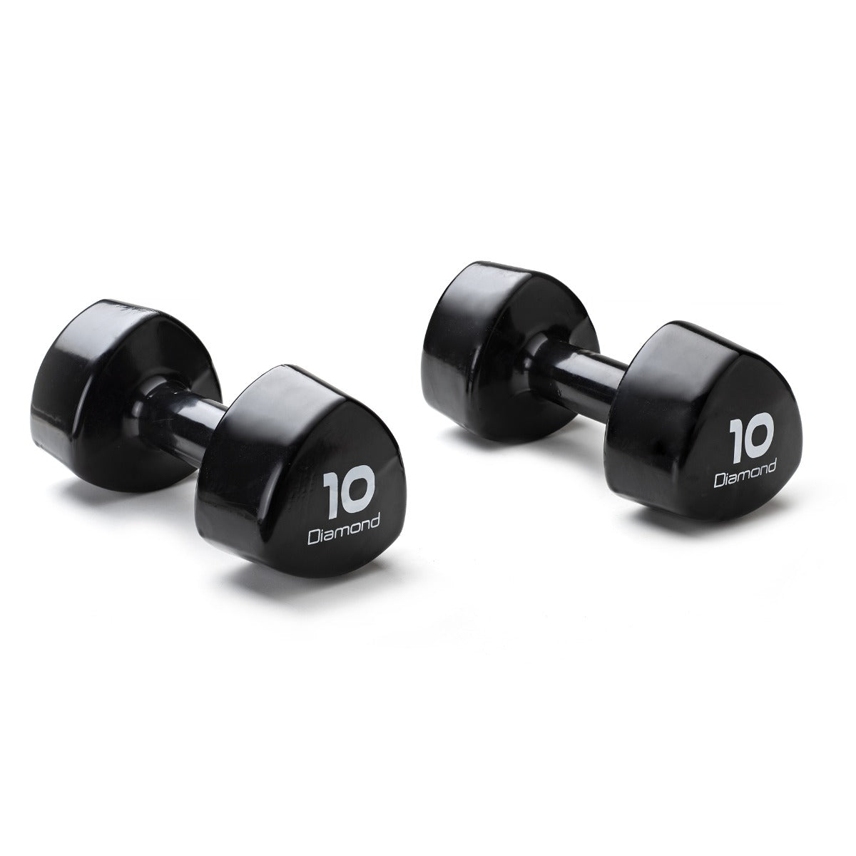 Diamond Set 10 Pairs Vinyl Dumbbells 1-10 Kg - Black - MVD-S