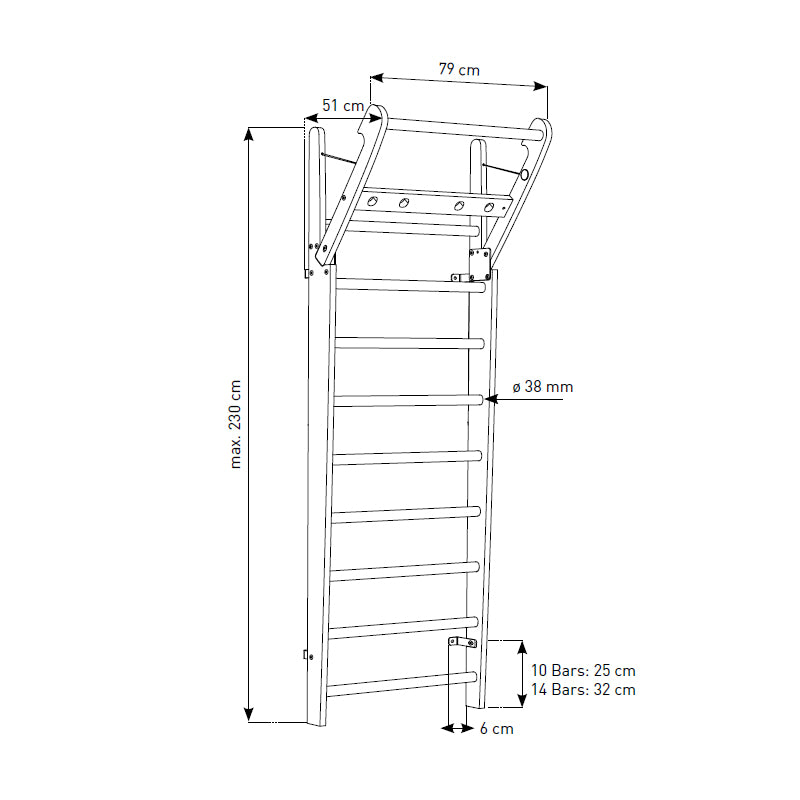 NOHrD Spalliera legno noce 14 barre