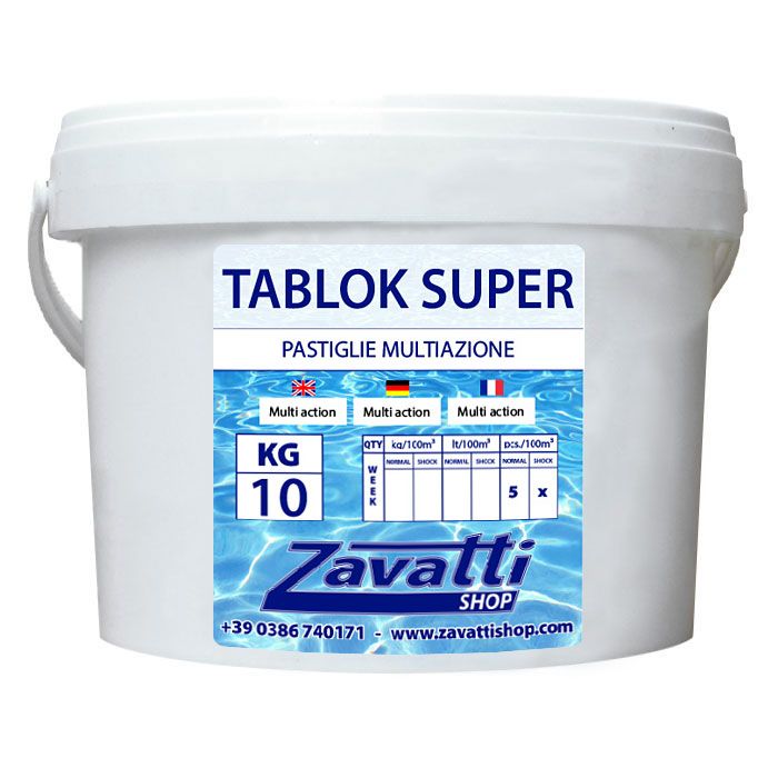 10 Kg Tablok Super - multifunctional trichloro tablets for swimming pools Rating