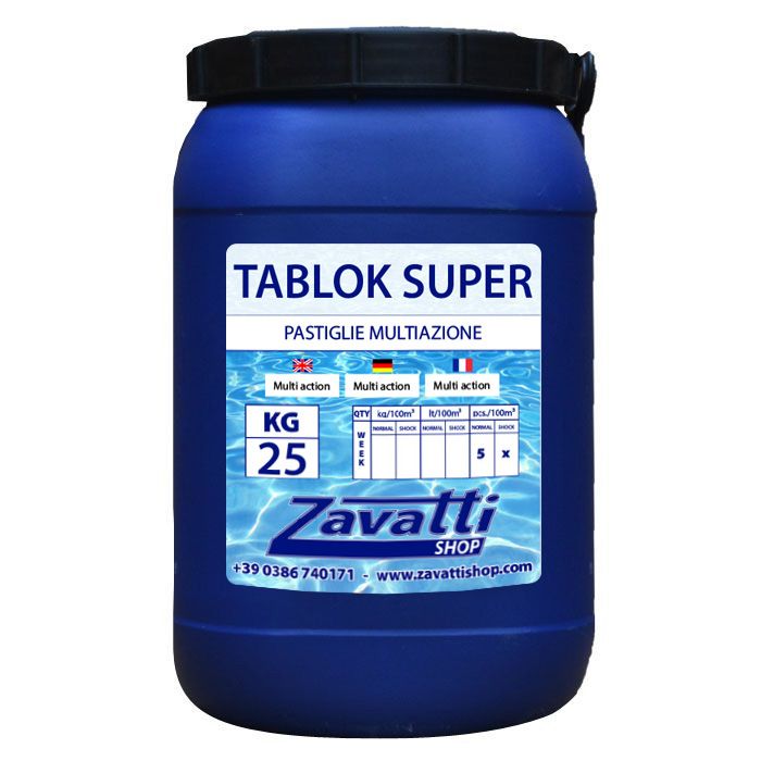 25 Kg Tablok Super - pastiglie multifunzione tricloro per piscina